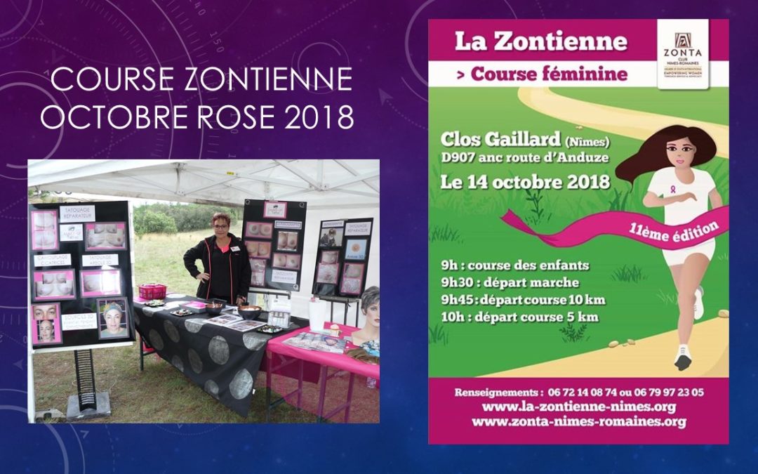 course zontienne octobre rose 2018, maquillage permanent, tatouage reparateur nimes ysabel marignan