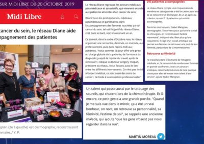 Journée à l'ATRIA avec Diane réseau sein du gard octobre 2019 - Article du Midi Libre